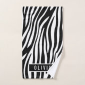 クラシック名前をカスタムするゼブラアニマルプリントパターン バスタオルセット (ハンドタオル)