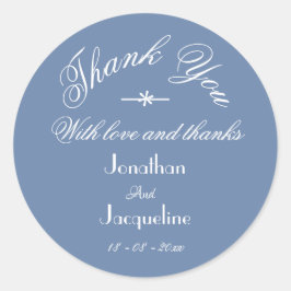 クラシック名前をカスタムするダスティブルーサンキュー結婚ズ ラウンドシール