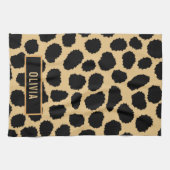 クラシック名前をカスタムするチエアニマルプリントパターン キッチンタオル (横)