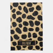 クラシック名前をカスタムするチエアニマルプリントパターン キッチンタオル (縦)