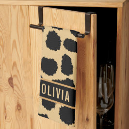 クラシック名前をカスタムするチエアニマルプリントパターン キッチンタオル