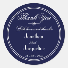 クラシック名前をカスタムするネイビーブルー結婚ズ ラウンドシール