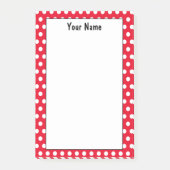 クラシック名前をカスタムする赤と白水玉模様の注意事項 ポストイット (正面)