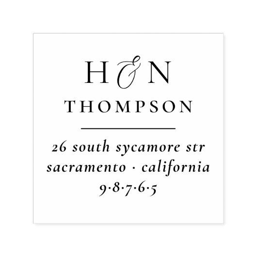 クラシック名結婚名とイニシャル差出人住所 セルフインキングスタンプ (デザイン)