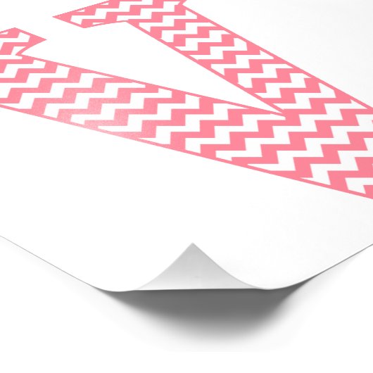 クラシック名門私立校風のピンクシェブロン文字Vモノグラム フォトプリント            (角)