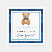 クラシック名門私立校風のブループライドテディベアベイビーシャワー スタンダードカクテルナプキン (正面)