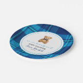 クラシック名門私立校風のブループライドテディベアベイビーシャワー ペーパープレート (アングル)