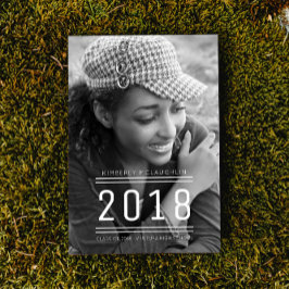 クラシック名門私立校風の卒業写真招待状 |白 招待状