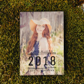 クラシック名門私立校風の卒業写真招待状 |黒 招待状