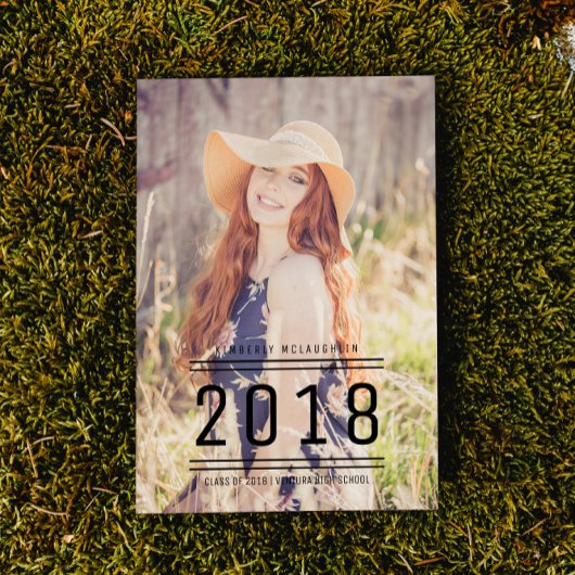 クラシック名門私立校風の卒業写真招待状 |黒 招待状