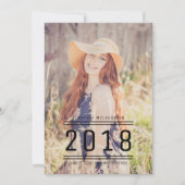 クラシック名門私立校風の卒業写真招待状 |黒 招待状 (正面)