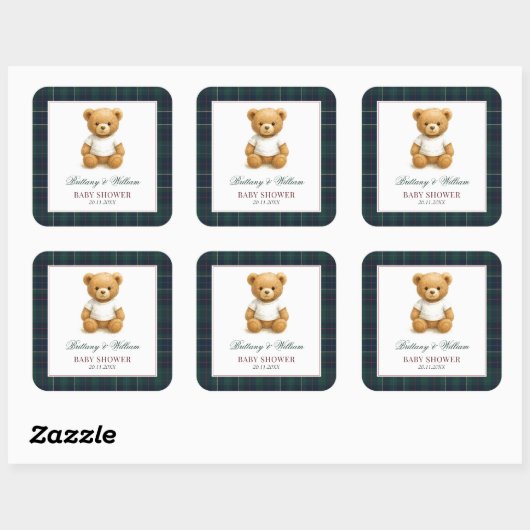 クラシック名門私立校風の熊プライド赤ちゃん スクエアシール (シート)