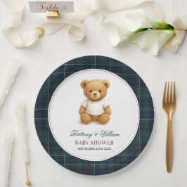 クラシック名門私立校風の熊プライド赤ちゃん ペーパープレート