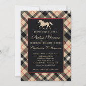 クラシック名門私立校風のPlaid Luxury Equestrian Baby Shower 招待状 (正面)