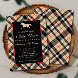クラシック名門私立校風のPlaid Luxury Equestrian Baby Shower 招待状