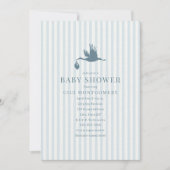 クラシック名門私立校風のSeersuckerストライプ Boy Baby Shower 招待状 (正面)