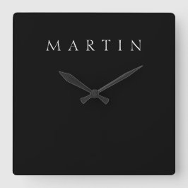 クラシック名（または単語） |黒と白 スクエア壁時計