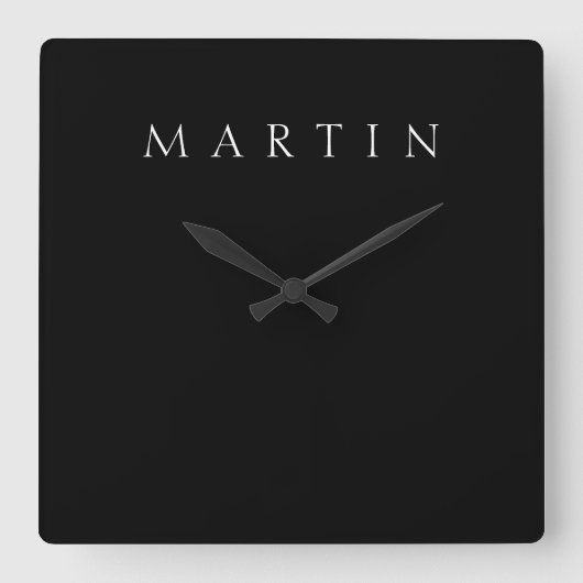 クラシック名（または単語） |黒と白 スクエア壁時計 (正面)