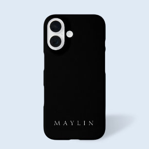 クラシック名(または単語) 黒と白 iPhone 16ケース