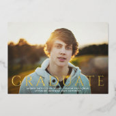 クラシック型大学院写真 |卒業実在 箔招待状 (正面)