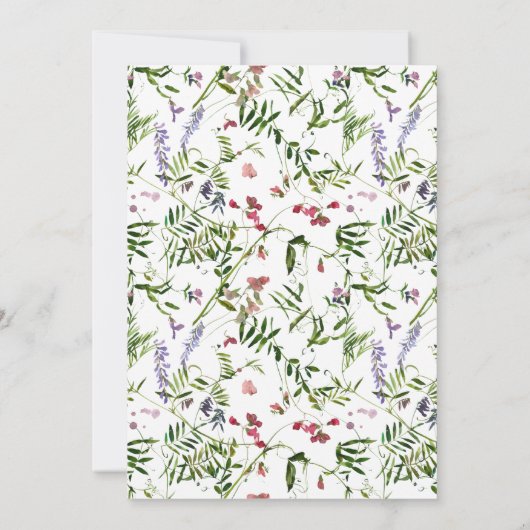 クラシック夏のワイルドフラワーの水の色結婚の設定 招待状 (裏面)