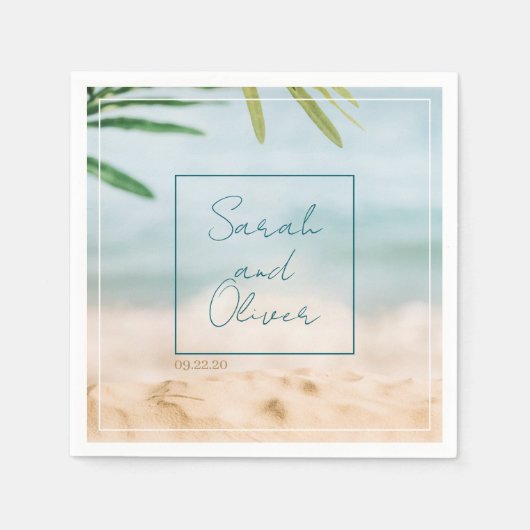 クラシック夏結婚の スタンダードカクテルナプキン (正面)