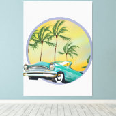 クラシック夕暮れ時の車 キャンバスプリント (インサイチュ (ウッドフロア))