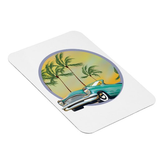 クラシック夕暮れ時の車 マグネット (右側)