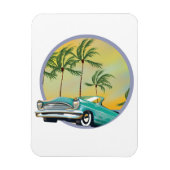 クラシック夕暮れ時の車 マグネット (縦)