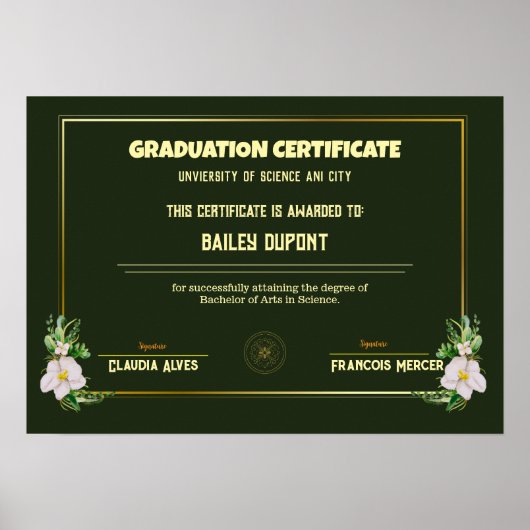 クラシック大学卒業証書 ポスター (正面)