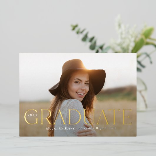 クラシック大学院箔卒業発表招待状 箔招待状 (立ち正面)