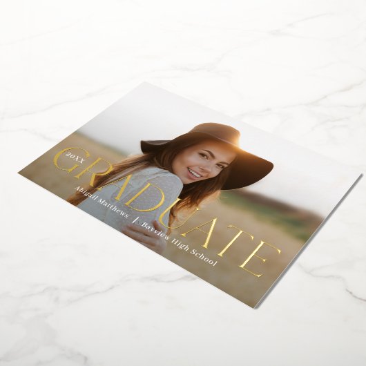 クラシック大学院箔卒業発表招待状 箔招待状 (回転した状態)