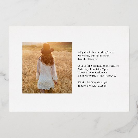 クラシック大学院箔卒業発表招待状 箔招待状 (裏面)