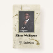 クラシック大理石コンベンション従業員IDラベル バッジ (正面)