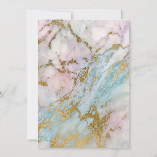 クラシック大理石パステル金ゴールドトリム招待状 招待状 (裏面)