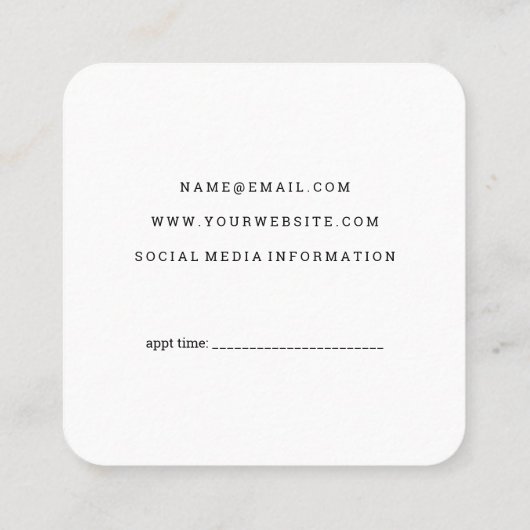 クラシック大理石レトロラベル理容師 スクエア名刺 (裏面)