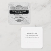 クラシック大理石レトロラベル理容師 スクエア名刺 (正面/裏面)