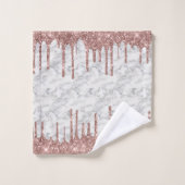 クラシック大理石白黒バラ金ゴールドグリッタードリップ バスタオルセット (ウォッシュタオル)