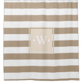 クラシック太白ストライプタン-パーソナライズされた シャワーカーテン (正面)