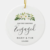 クラシック婚約したクリスマス飾り セラミックオーナメント (正面)