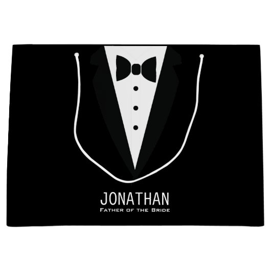 クラシック嫁のタキシード結婚の父 ラージペーパーバッグ (正面)