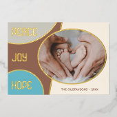 クラシック季節のごあいさつズモダンゴールドフォイルホリデイ 箔シーズンカード (正面)