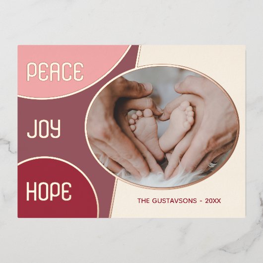 クラシック季節のごあいさつズモダンゴールドフォイルホリデイ 箔シーズンポストカード (正面)