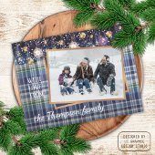 クラシック季節のごあいさつパープルブループレイド ポストカード