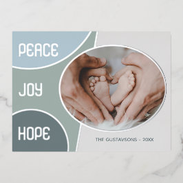 クラシック季節のごあいさつモダンシルバー金ゴールド 箔シーズンポストカード