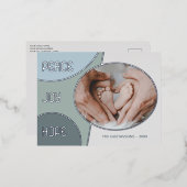 クラシック季節のごあいさつモダンシルバー金ゴールド 箔シーズンポストカード (正面/裏面)