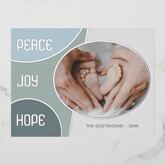 クラシック季節のごあいさつモダンシルバー金ゴールド 箔シーズンポストカード (正面)