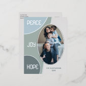 クラシック季節のごあいさつモダンシルバー金ゴールド 箔シーズンポストカード (正面/裏面)