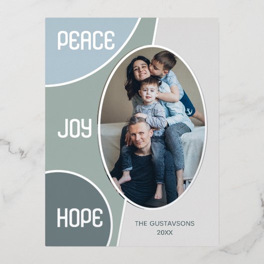 クラシック季節のごあいさつモダンシルバー金ゴールド 箔シーズンポストカード (正面)