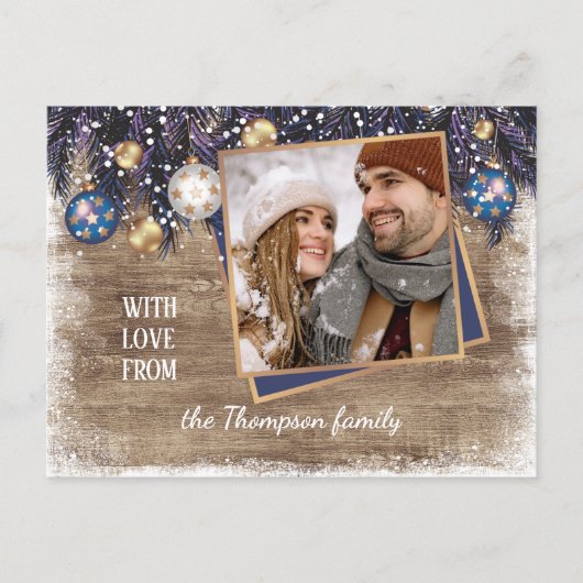 クラシック季節のごあいさつ木目模様 ポストカード (正面)